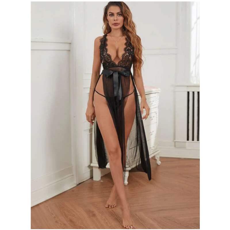 Robe de liberías sexy para las mujeres ver a través del vestido de encaje vestido abierto sheer sheer kimono